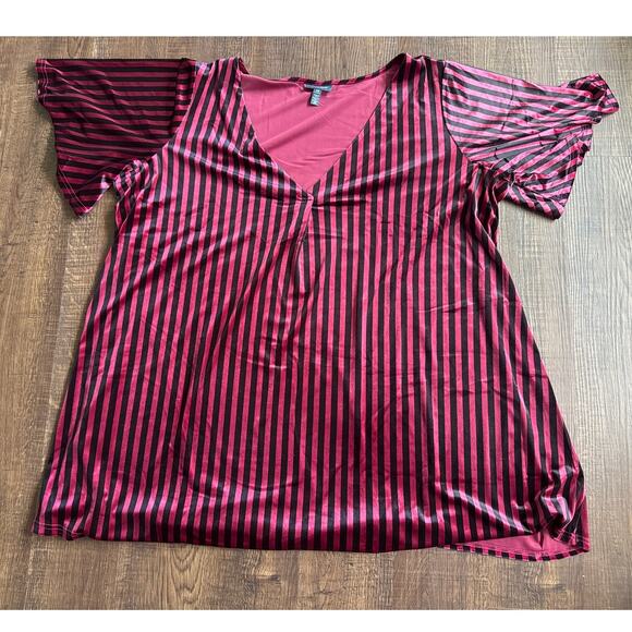 ModCloth Conjuring Magic Velvet Swing Dress Tunic Stripes Red Black Size 4X NWT - Picture 1 of 7